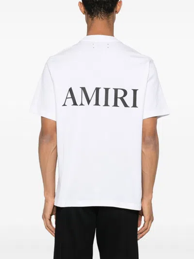 Amiri White Crewneck T-shirt With Logo Print On The Front And Logo Lettering On The Rear In Cotton M In White