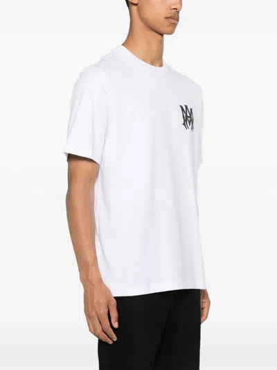 Amiri White Crewneck T-shirt With Logo Print On The Front And Logo Lettering On The Rear In Cotton M In White