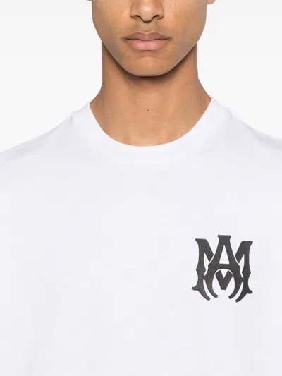 Amiri White Crewneck T-shirt With Logo Print On The Front And Logo Lettering On The Rear In Cotton M In White