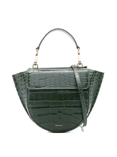 Wandler Womens Olive Croco Hortensia Mini Crocodile-effect Leather Shoulder Bag In Green