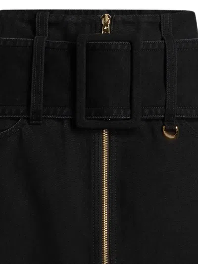 Patou Midi Skirt With Zipper And Belt In Black