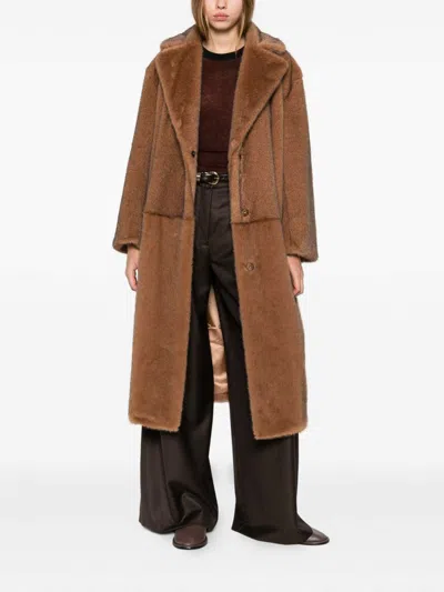 Antonelli Brown Tailored Coat With Structured Fit In Brown