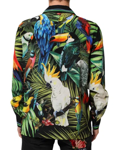 Dolce & Gabbana Multicolor Parrot Print Lounge Casual Shirt In Multi