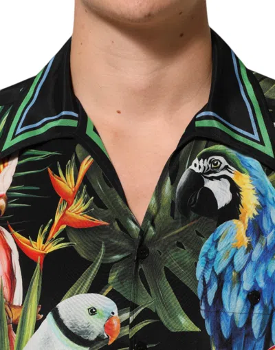 Dolce & Gabbana Multicolor Parrot Print Lounge Casual Shirt In Multi