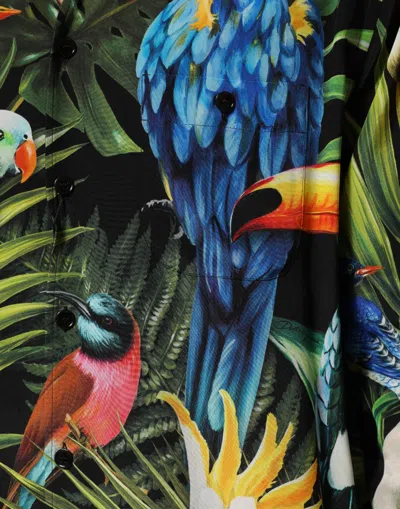 Dolce & Gabbana Multicolor Parrot Print Lounge Casual Shirt In Multi
