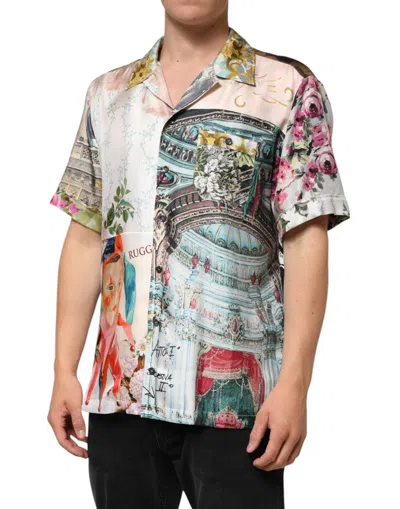 Pre-owned Dolce & Gabbana Multicolor Silk Opera Print Men Casual Men's Shirt ()