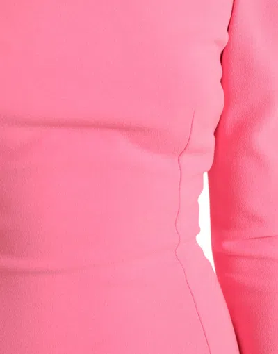 Pre-owned Dolce & Gabbana Pink Polyester Long Sleeves Sheath Midi Women's Dress ()