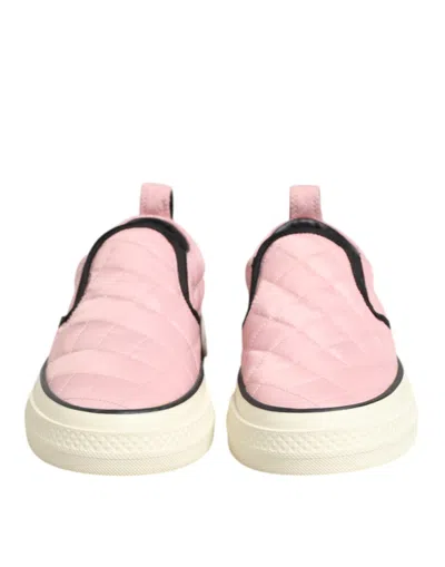 Dolce & Gabbana Pink Quilted Nylon Slip-on Sneaker Women's Shoes In Pink