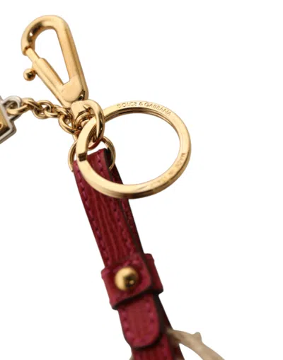 Dolce & Gabbana Red Yellow Mini Espadrille Style Charm Keychain Keyring In Multi
