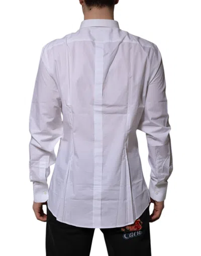 Pre-owned Dolce & Gabbana White Cotton Gold Long Sleeves Formal Men's Shirt ()