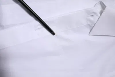 Pre-owned Dolce & Gabbana White Cotton Gold Long Sleeves Formal Men's Shirt ()