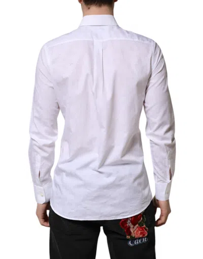Pre-owned Dolce & Gabbana White Martini Cotton Long Sleeve Formal Men's Shirt ()