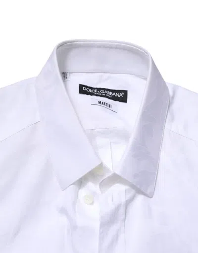 Pre-owned Dolce & Gabbana White Martini Cotton Long Sleeve Formal Men's Shirt ()