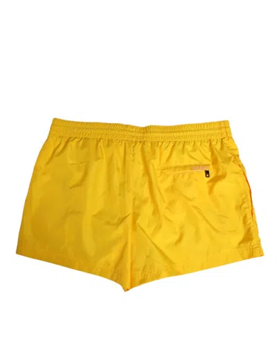 Dolce & Gabbana Yellow Nylon Logo Print Men Boxer Short Swimwear In Yellow