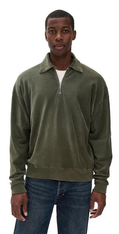 Asher Claude Quarter Zip Sweatshirt Military In Green