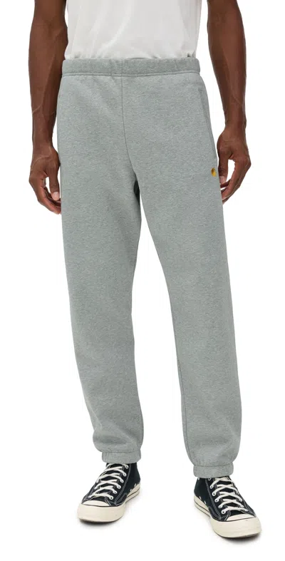 Carhartt Chase Sweatpants Grey Heather/gold In Gray