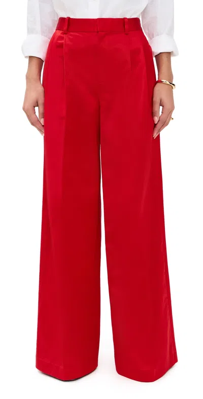 Polo Ralph Lauren Viscose Satin Woven Standard Pants Red In Red
