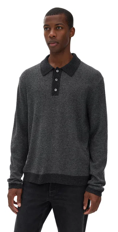 Rails Anders Polo Sweater Charcoal Ice In Gray