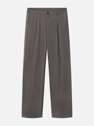 Frame Wide-leg Pleated Virgin Wool-flannel Suit Trousers In Gray