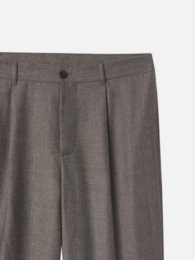 Frame Wide-leg Pleated Virgin Wool-flannel Suit Trousers In Gray