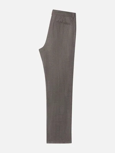 Frame Wide-leg Pleated Virgin Wool-flannel Suit Trousers In Gray