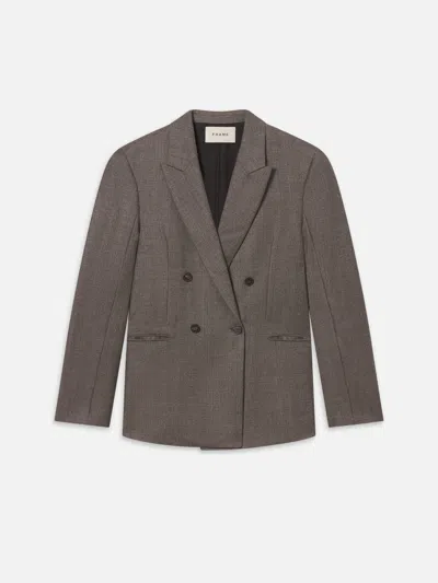 Frame Double Breasted Blazer In Brown