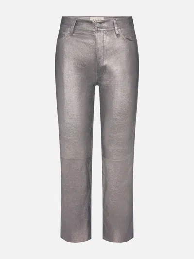Frame Le Sleek Straight Leather Pants In Gray