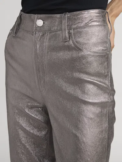 Frame Le Sleek Straight Leather Pants In Gray