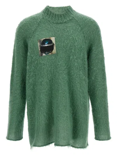 Undercover Textured Knit Sweater Graphic Patch In Green