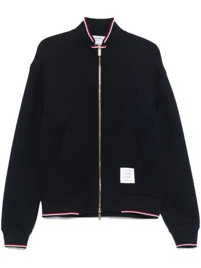 Thom Browne Cotton Zip Hoodie And Pockets In Black