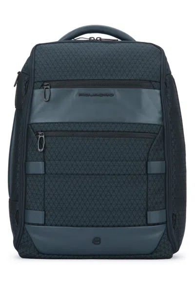 Piquadro Blue Logo Backpack In Blue