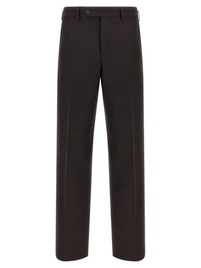 Fendi Wool Cigarette Trousers In Brown