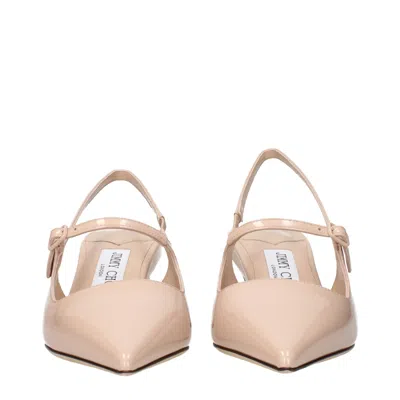 Jimmy Choo Pink Leather Mid Heel Women's Pumps In Pink