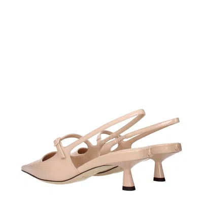 Jimmy Choo Pink Leather Mid Heel Women's Pumps In Pink