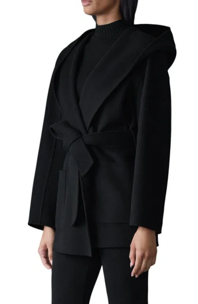 Mackage Wool Belted Midi Coat In Black