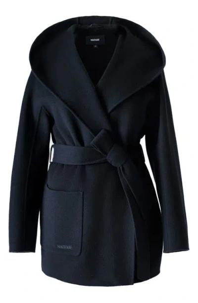 Mackage Wool Belted Midi Coat In Black