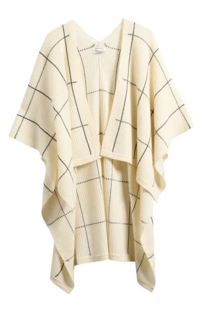 Nordstrom Windowpane Ribbed Wool & Cashmere Poncho In Neutral