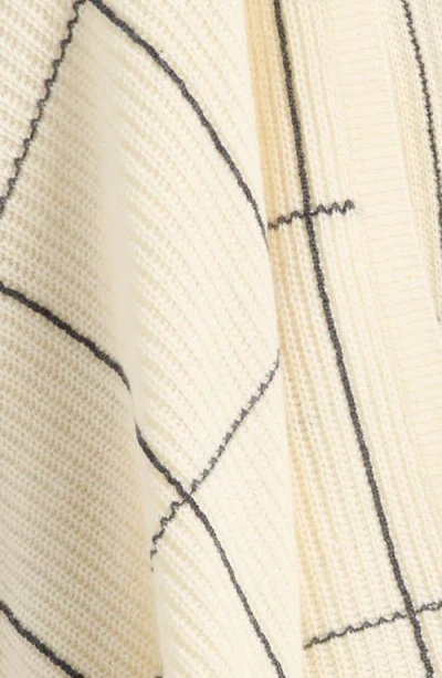 Nordstrom Windowpane Ribbed Wool & Cashmere Poncho In Neutral