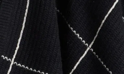 Nordstrom Windowpane Ribbed Wool & Cashmere Poncho In Black