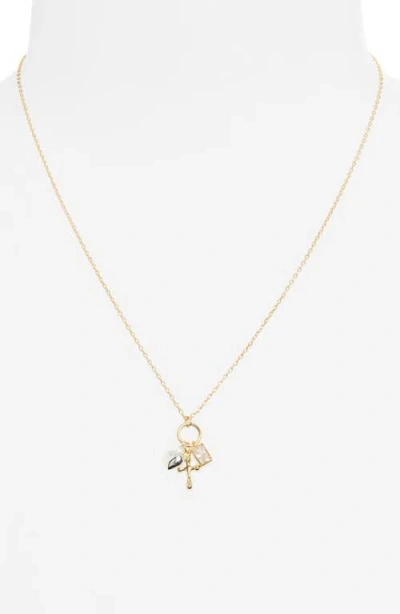 Argento Vivo Sterling Silver Cross Heart Charm Necklace In Gold