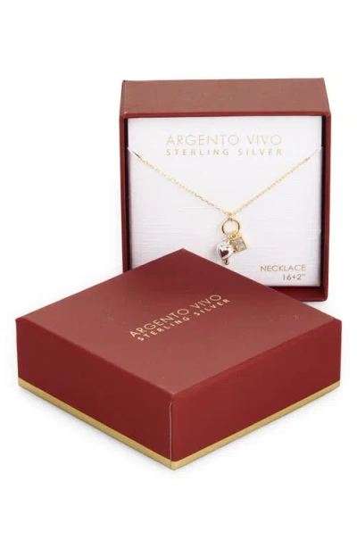 Argento Vivo Sterling Silver Cross Heart Charm Necklace In Gold