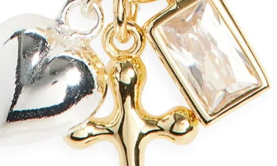 Argento Vivo Sterling Silver Cross Heart Charm Necklace In Gold