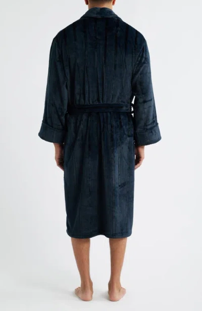 Daniel Buchler Wide Stripe Plush Shawl Collar Robe In Blue