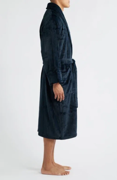 Daniel Buchler Wide Stripe Plush Shawl Collar Robe In Blue