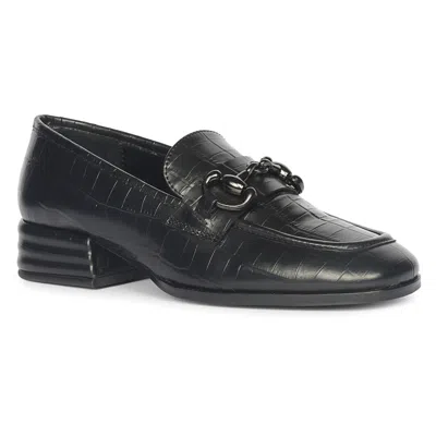 Saint G Jacqueline Croc Embossed Loafer In Black
