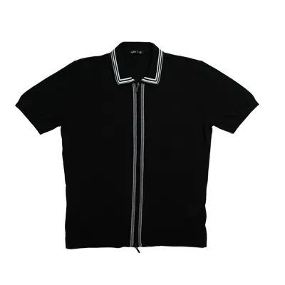 Eight X Men's Contour Short Sleeve Two Way Zip Knit Shirt - Black In Black