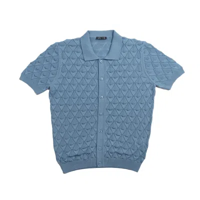 Eight X Men's Spire Crochet Short Sleeve Button Up Shirt - Blue In Blue