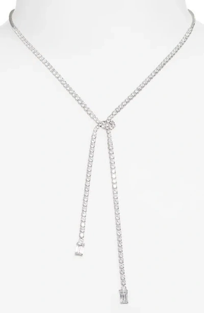 Nordstrom Cubic Zirconia Knotted Tennis Y-necklace In Metallic