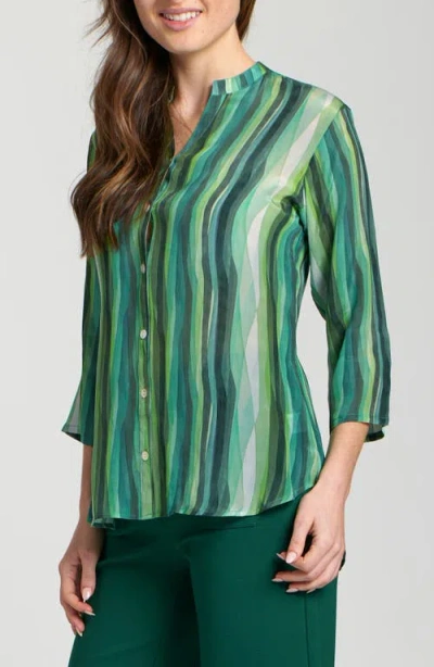 Apny Abstract Print Button-up Shirt In Green