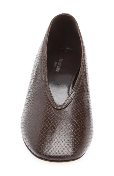 Le Monde Beryl Luna Snakeskin Embossed Pump In Brown